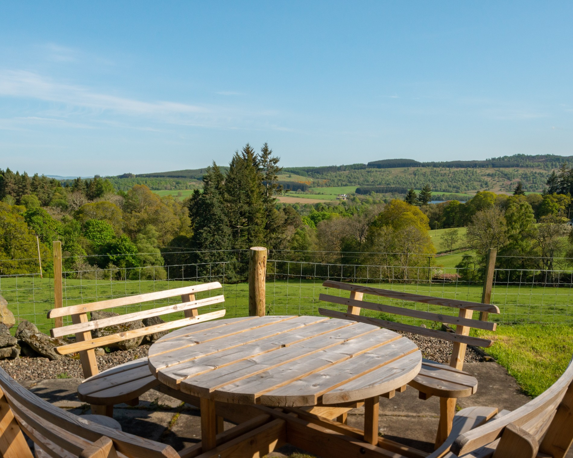 Middle Cardney Farmhouse Outdoor table looking onto field