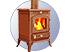 Icon of a log fire indicating that there is a log fire/stove in this home