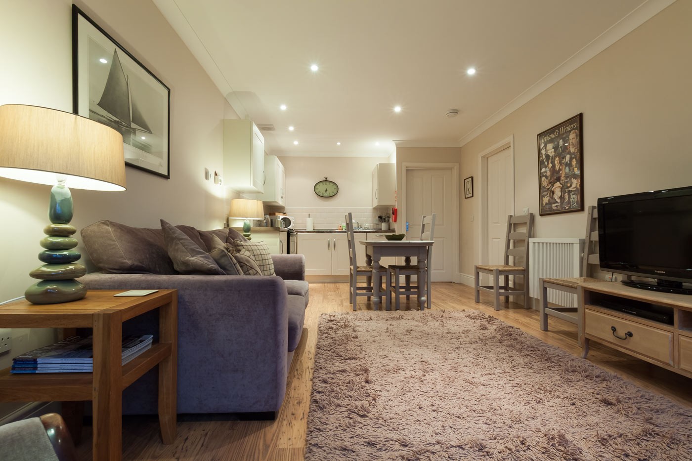 Small open plan kitchen/ living/ dining room.