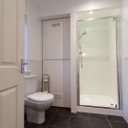 Bathroom with shower and toilet.