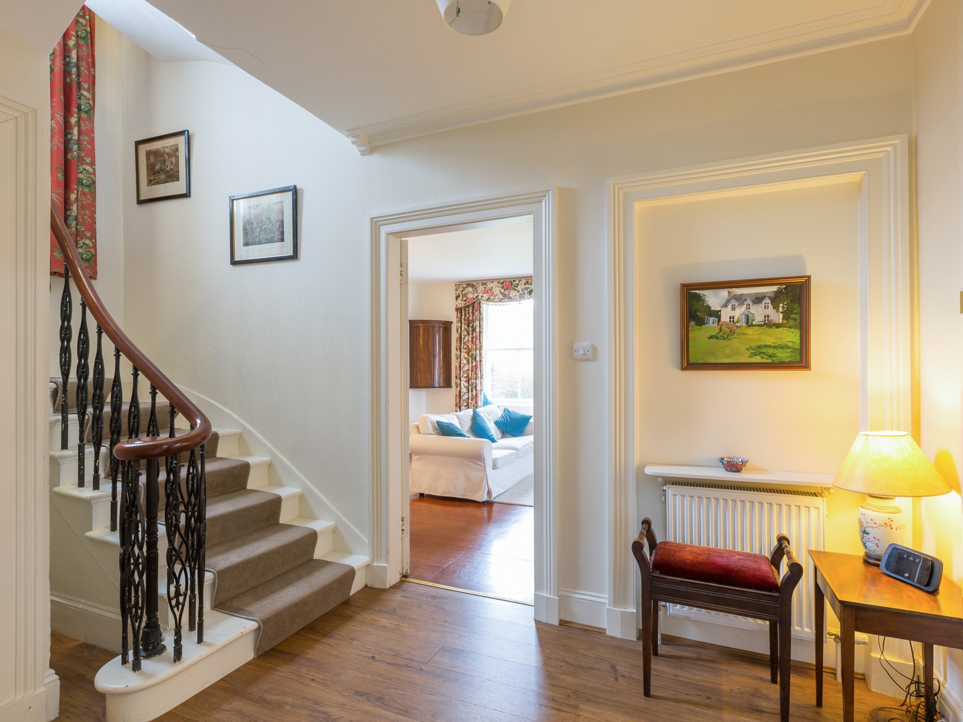 Staircase looking onto living room