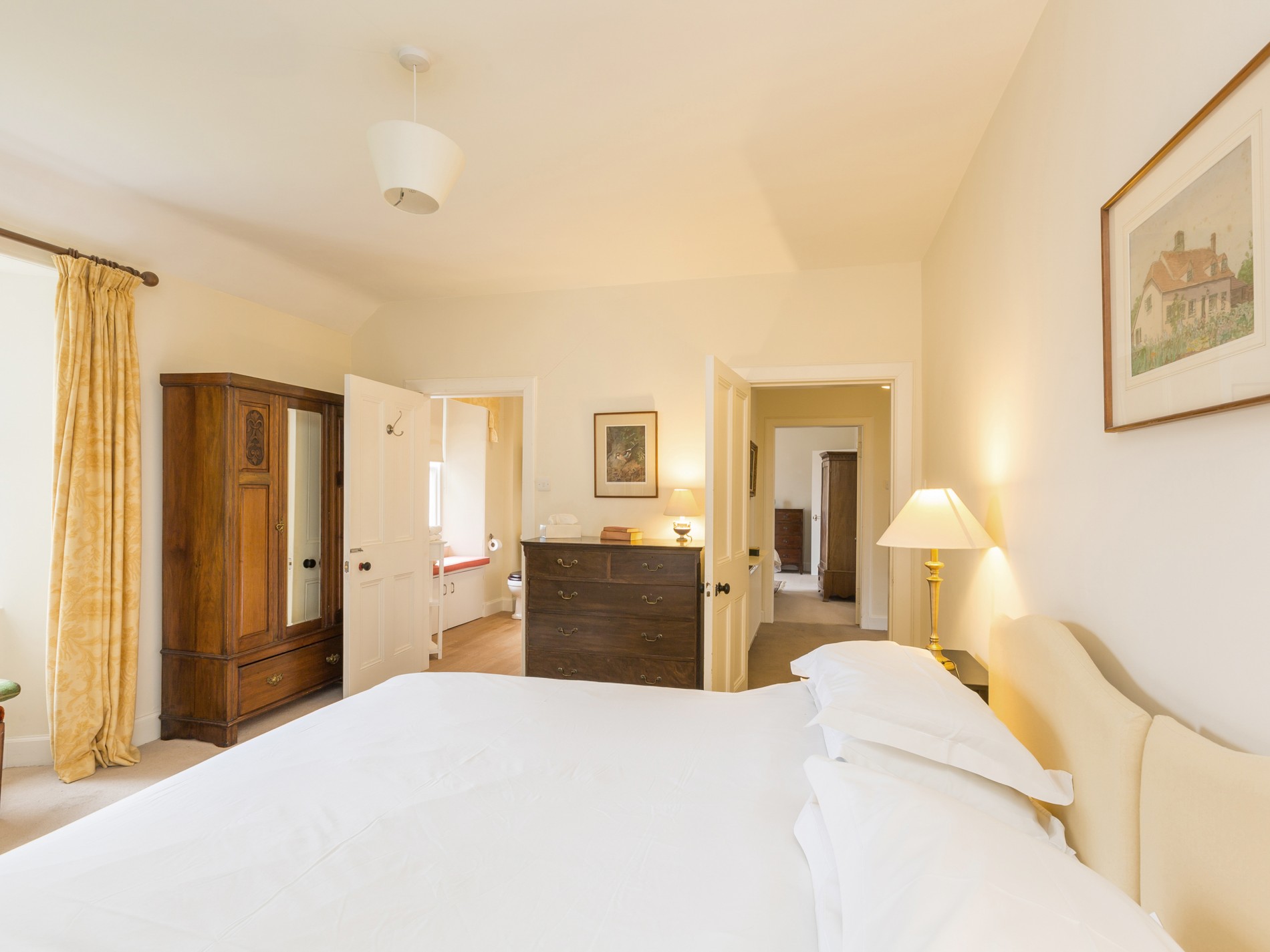 Bedroom with double bed, wardrobe and on suite bathroom